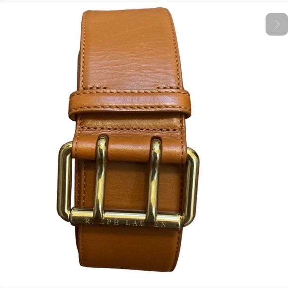 Ralph Lauren Wide Italian Calfskin Leather Double Prong Roller Buckle Belt - Picture 8 of 16
